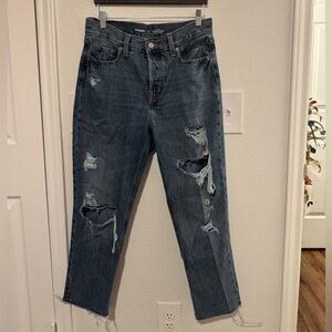 Old Navy Distressed Slouchy Straight Leg Jeans - Blue
